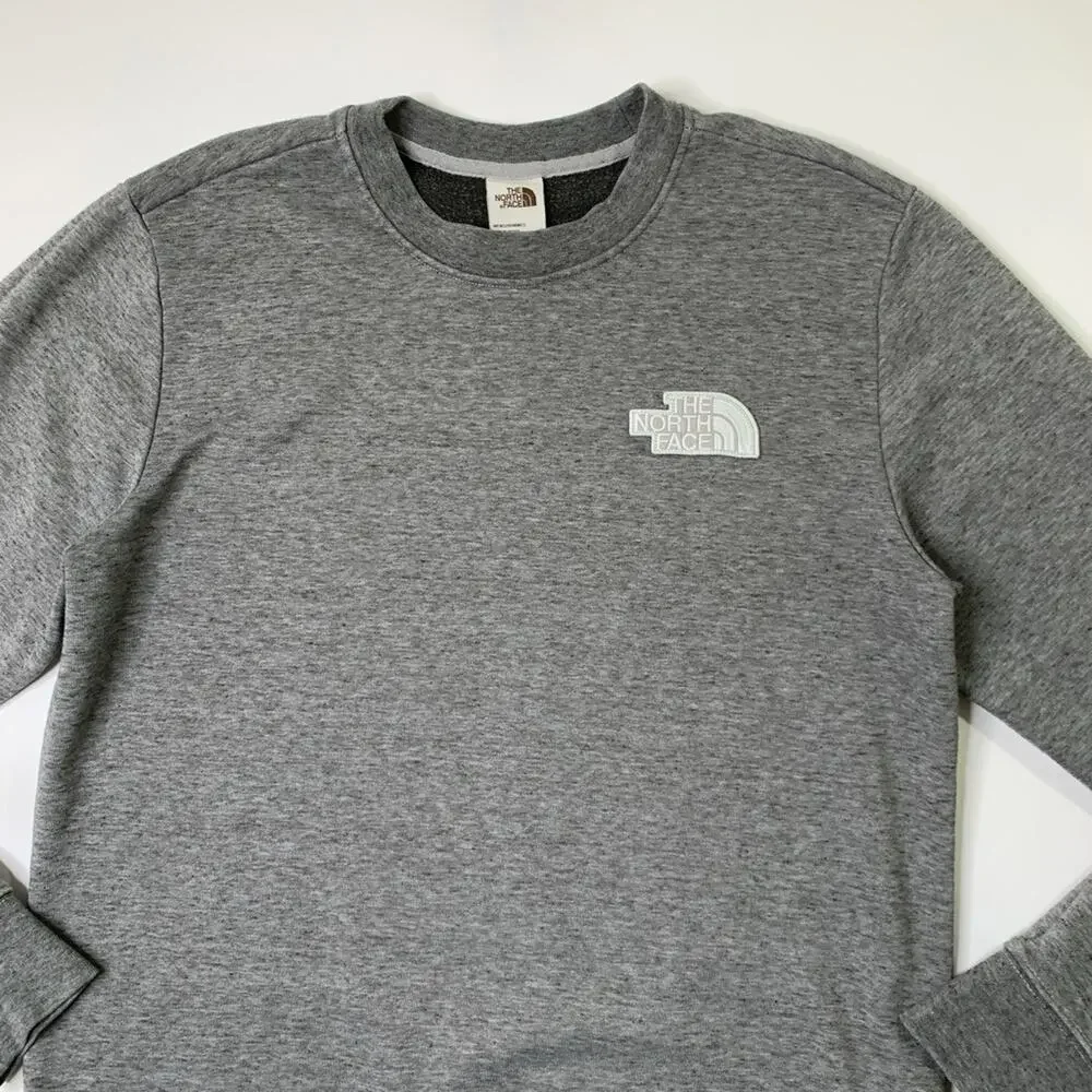 The North Face Sweatshirt Men L Large Grey Fleece Lined Half Dome Patch Crew